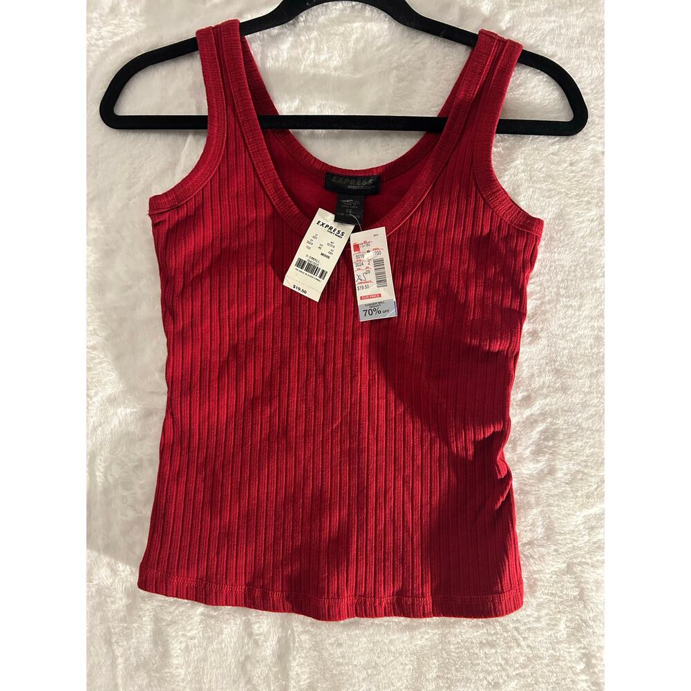 Women's Express XS Ribbed Tank with Rose NWT‎ Y2K